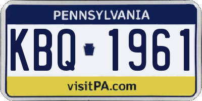 PA license plate KBQ1961