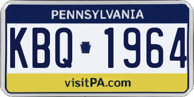PA license plate KBQ1964