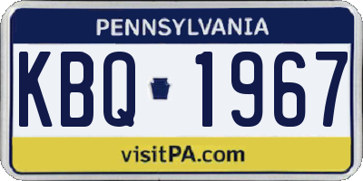 PA license plate KBQ1967