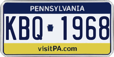 PA license plate KBQ1968