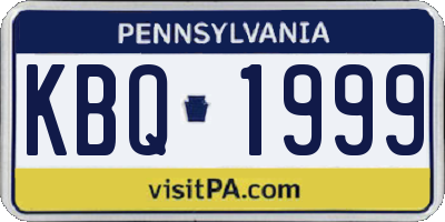 PA license plate KBQ1999