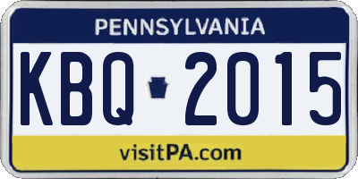 PA license plate KBQ2015