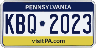 PA license plate KBQ2023