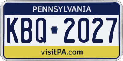 PA license plate KBQ2027