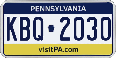 PA license plate KBQ2030