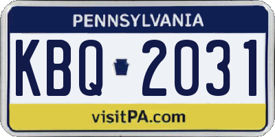 PA license plate KBQ2031