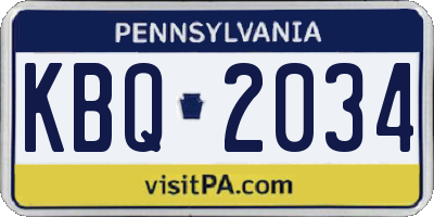 PA license plate KBQ2034