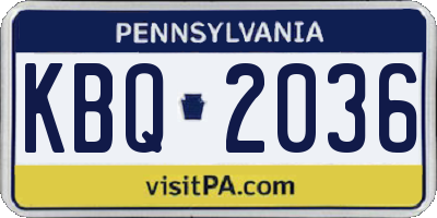 PA license plate KBQ2036