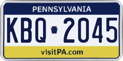 PA license plate KBQ2045