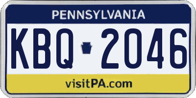 PA license plate KBQ2046