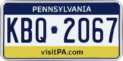 PA license plate KBQ2067