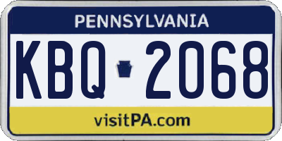 PA license plate KBQ2068