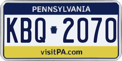PA license plate KBQ2070