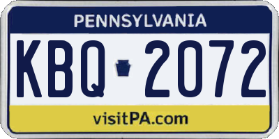 PA license plate KBQ2072