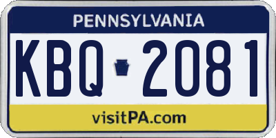 PA license plate KBQ2081