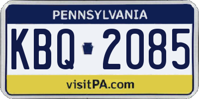 PA license plate KBQ2085