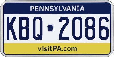 PA license plate KBQ2086