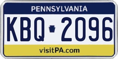PA license plate KBQ2096