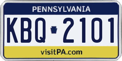 PA license plate KBQ2101