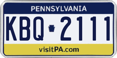 PA license plate KBQ2111
