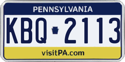 PA license plate KBQ2113