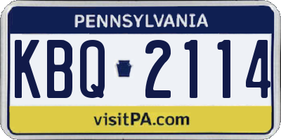 PA license plate KBQ2114