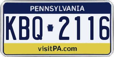PA license plate KBQ2116