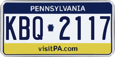PA license plate KBQ2117