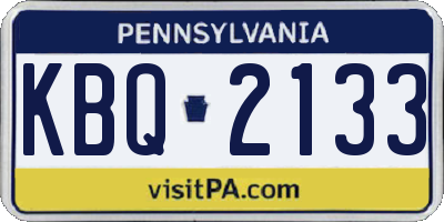 PA license plate KBQ2133