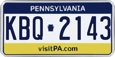 PA license plate KBQ2143