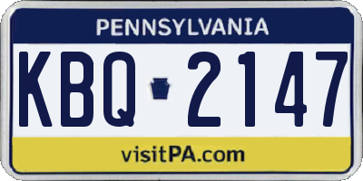 PA license plate KBQ2147