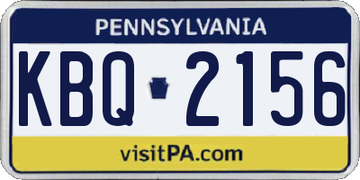 PA license plate KBQ2156