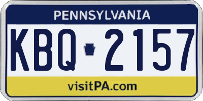 PA license plate KBQ2157