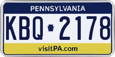 PA license plate KBQ2178