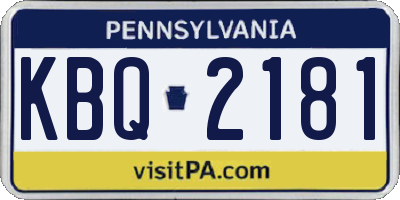 PA license plate KBQ2181