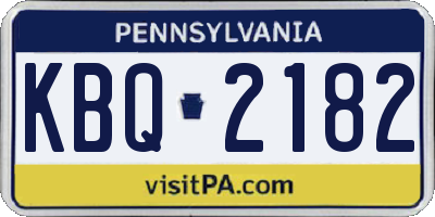 PA license plate KBQ2182