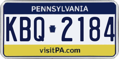 PA license plate KBQ2184