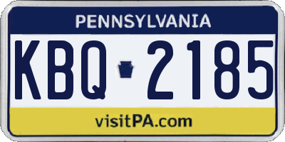 PA license plate KBQ2185