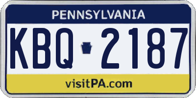 PA license plate KBQ2187