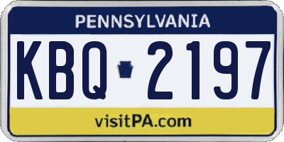 PA license plate KBQ2197