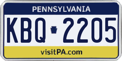 PA license plate KBQ2205