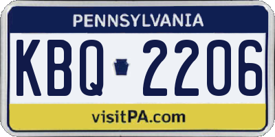 PA license plate KBQ2206
