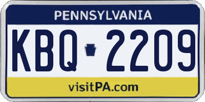 PA license plate KBQ2209