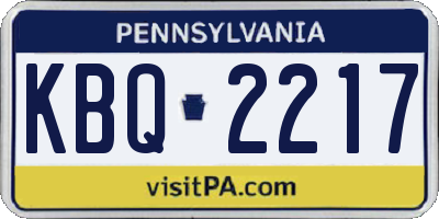 PA license plate KBQ2217