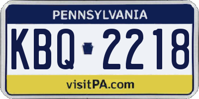 PA license plate KBQ2218