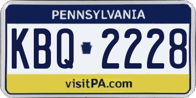 PA license plate KBQ2228