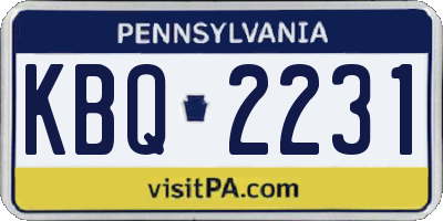 PA license plate KBQ2231