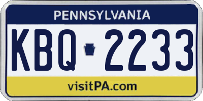 PA license plate KBQ2233
