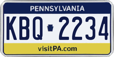 PA license plate KBQ2234