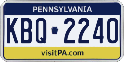 PA license plate KBQ2240